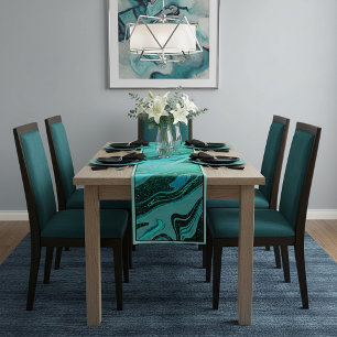 Teal glitter marble medium runner