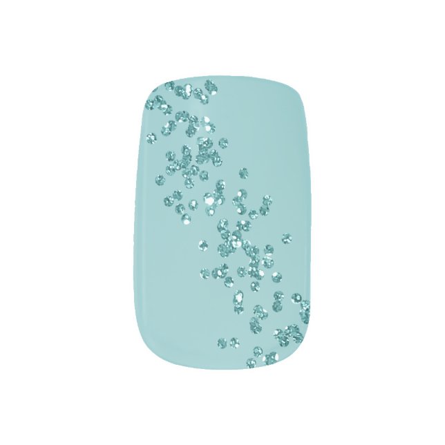 Teal Glitter Minx Nail Art (Left Thumb)