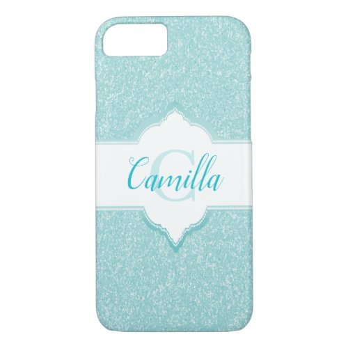 Teal Glitter Monogram iPhone 87 Case