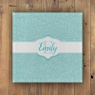 Teal Glitter Monogram Paperweight