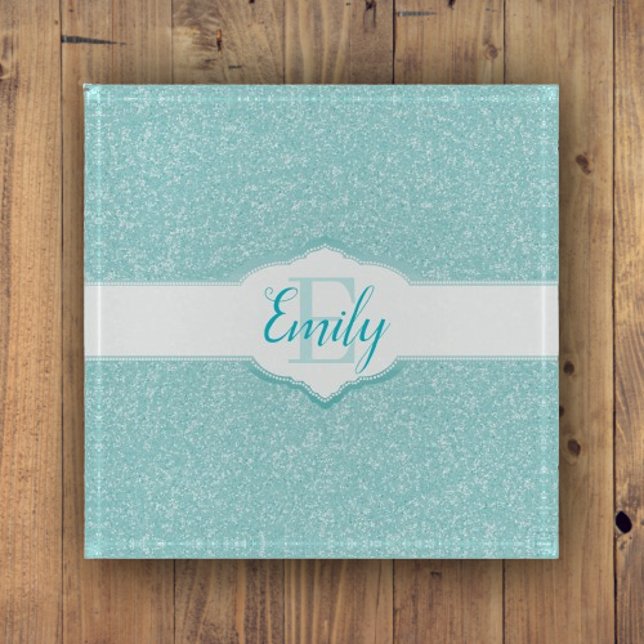 Teal Glitter Monogram Paperweight (Teal Glitter Monogram Paperweight)
