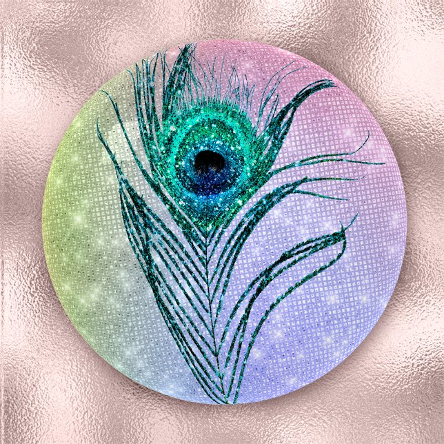 Teal Glitter Peacock Feather Paperweight (Creator Uploaded)