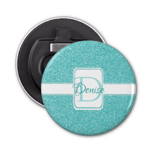 Teal Glitter Personalized Bottle Opener