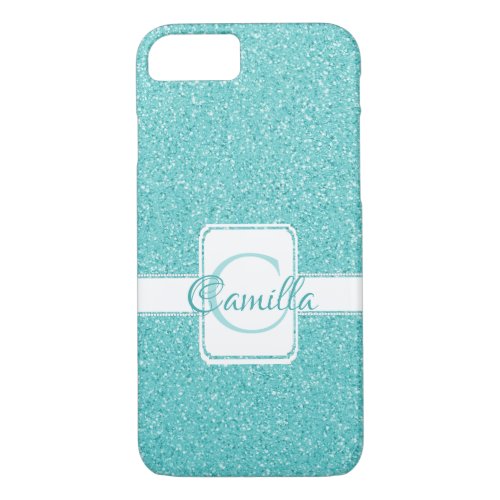 Teal Glitter Personalized Case_Mate iPhone Case