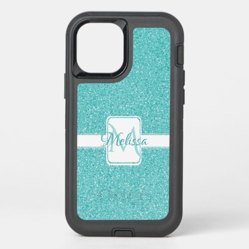 Teal Glitter Personalized OtterBox iPhone Case