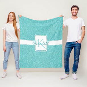 Teal Glitter Personalized Throw Blanket