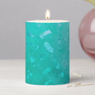 Teal Glitter Pillar Candle