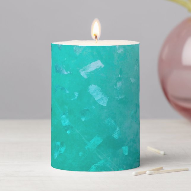 Teal Glitter Pillar Candle (In Situ)