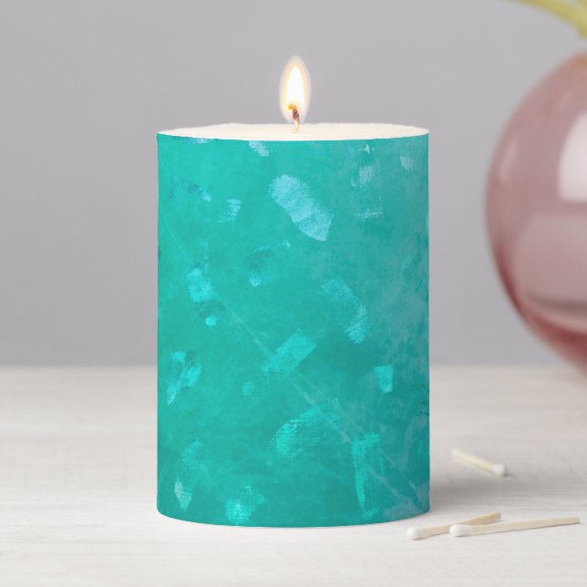 Teal Glitter Pillar Candle (In Situ)