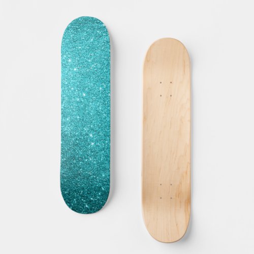 Teal Glitter Skateboard