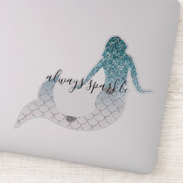 Teal Glitter Sparkle Mermaid Sticker (Detail)