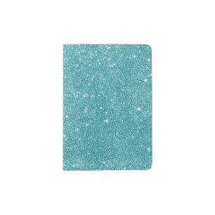 Teal Glitter Sparkles Passport Holder