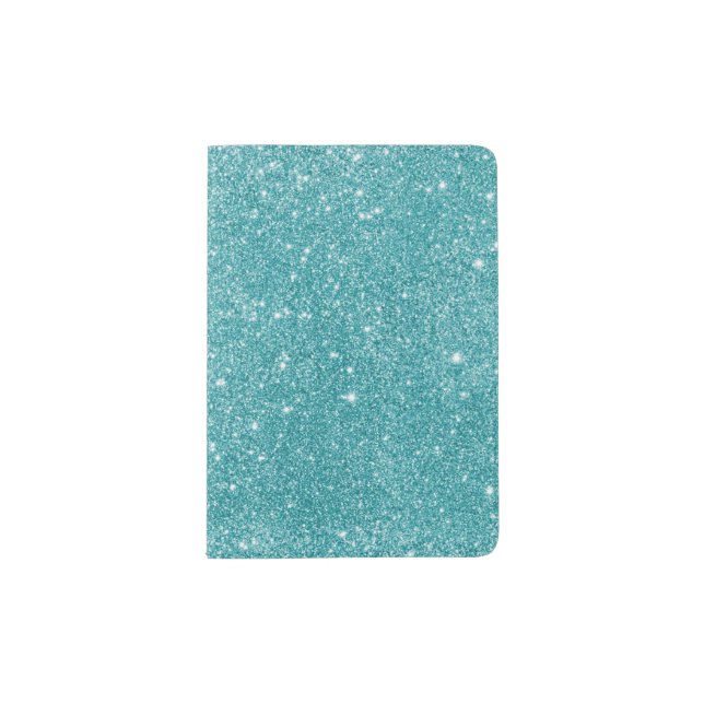 Teal Glitter Sparkles Passport Holder (Front)