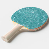 Teal Glitter Sparkles Ping-Pong Paddle (Front Angle)
