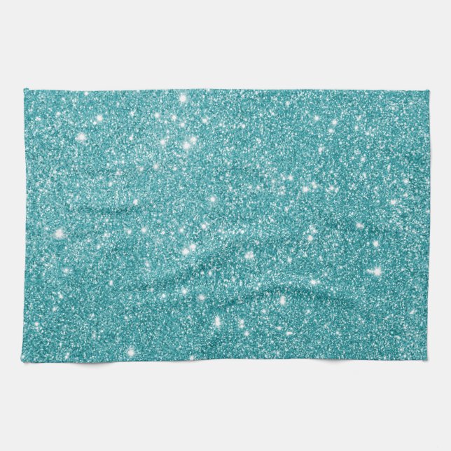 Teal Glitter Sparkles Towel (Horizontal)