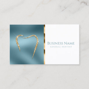 Teal & Glittery Gold Custom Dentist Business Card