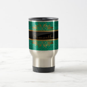 Teal Glitz 15 oz. Stainless steel Travel Mug Cup