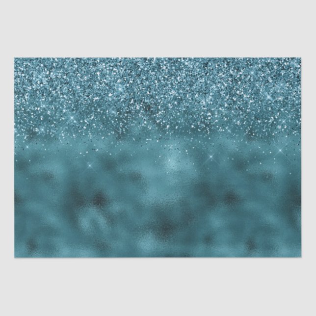 Teal Glitz Glitter Glam Tissue Paper (Front)