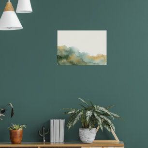 Teal Gold Abstract Landscape Poster