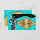 Teal Gold African American Hair Stylist Salon Business Card (Front/Back)
