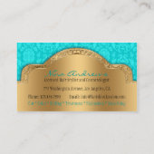 Teal Gold African American Hair Stylist Salon Business Card (Back)