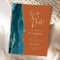 Teal Gold Agate Burnt Orange Wedding Save the Date