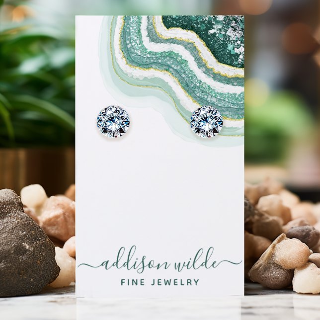 Teal Gold Agate Geode Earring Display Card (Creator Uploaded)