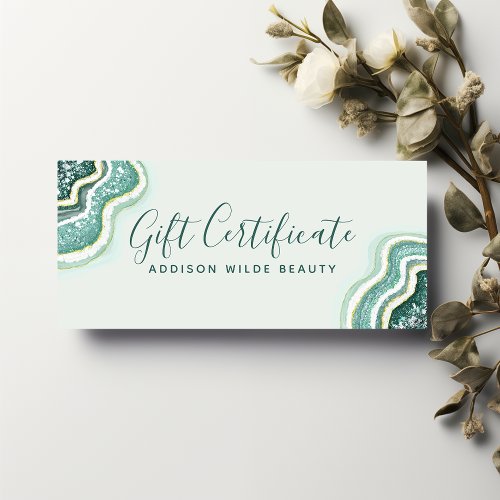 Teal Gold Agate Geode Gift Certificate