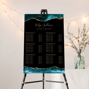 Teal Gold Agate Price List Foam Board