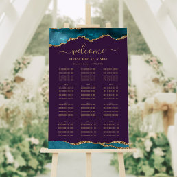 Teal Gold Agate Purple Vertical Wedding Seating Foam Board