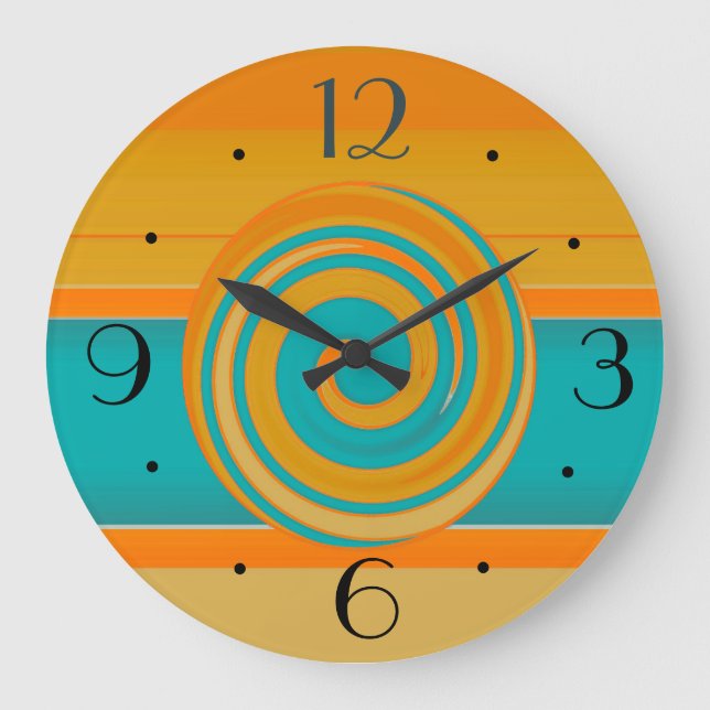 Teal Gold and Orange >Simplistic Kitchen Clocks (Front)