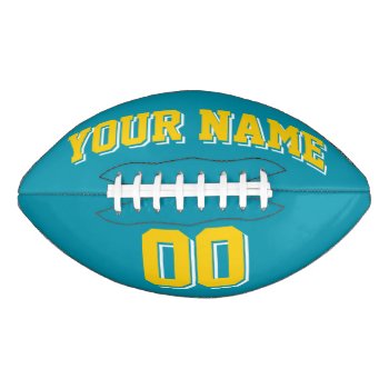 Teal Gold And White Custom Football by Custom_Footballs at Zazzle