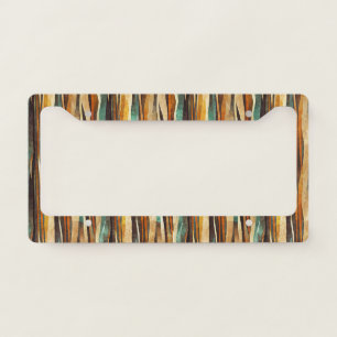 Teal Gold Art Deco Geometric Pattern License Plate Frame