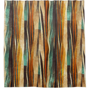 Teal Gold Art Deco Geometric Pattern Shower Curtain