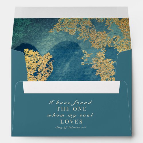 Teal Gold Bible Verse Christian Wedding Envelope