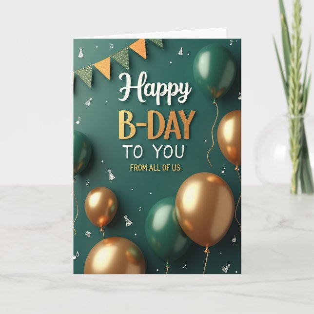 Teal Gold Birthday Card (Front)