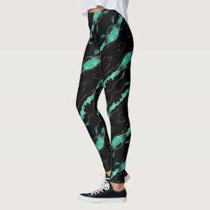 Teal Gold Black Leggings