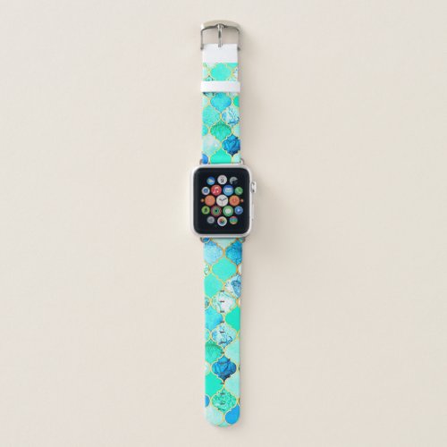 Teal Gold Blue Green Mermaid Pattern Apple Watch Band