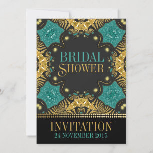 Teal+Gold Bohemian Bridal Shower Invitations