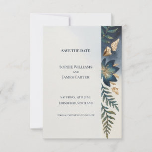 Teal Gold Botanical Save The Date Card