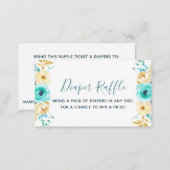 Teal Gold Boy Baby Shower Diaper Raffle Ticket Enclosure Card (Front/Back)