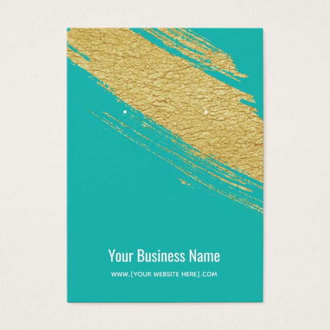 Teal Gold Brush Earring Display Cards (Front)