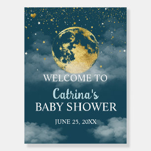 Teal Gold Celestial Moon Baby Shower Foam Board