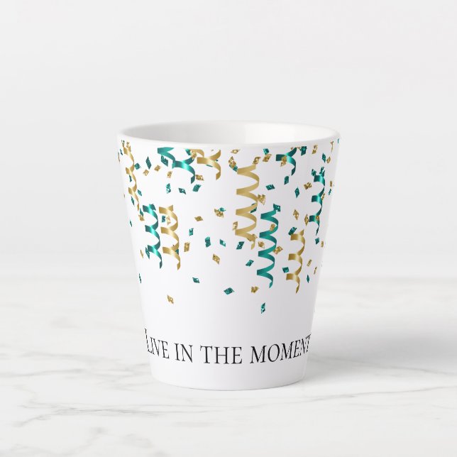 Teal Gold Confetti Latte Mug (Front)