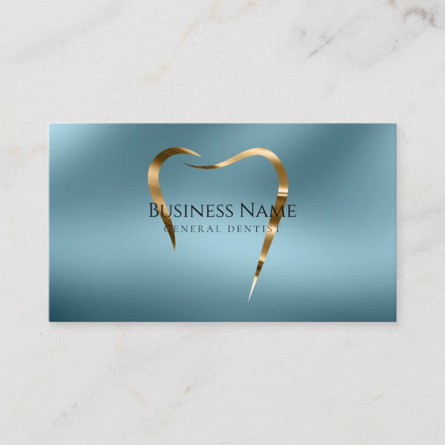 Teal & Gold Dentist Business Card (Front)