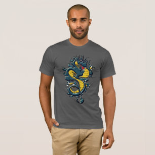 Teal & Gold Eastern Dragon Tattoo T-Shirt