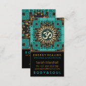 Teal Gold Eastern Sparkle OM Yoga Business Card (Front/Back)