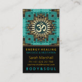 Teal Gold Eastern Sparkle OM Yoga Business Card (Front)