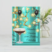 Teal Gold Espresso Martini Cocktail Party Invite (Standing Front)