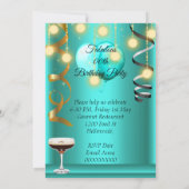 Teal Gold Espresso Martini Cocktail Party Invite (Back)